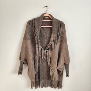 Elegant Fringe Women's Cape - Taupe